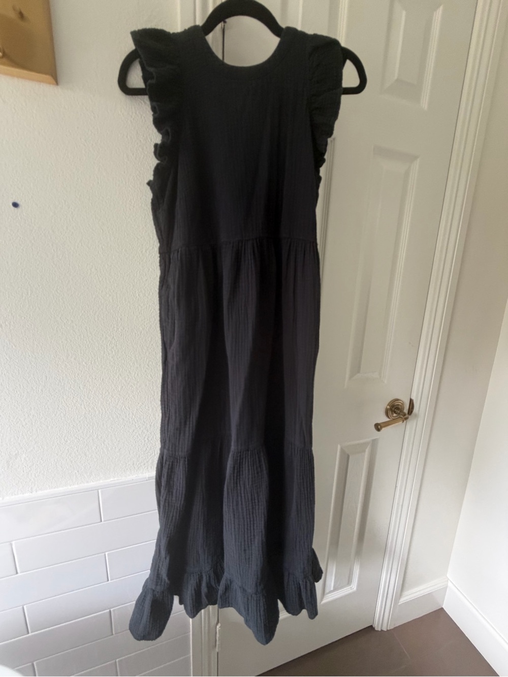 Universal Thread Black Ruffle Sleeve Maxi Dress